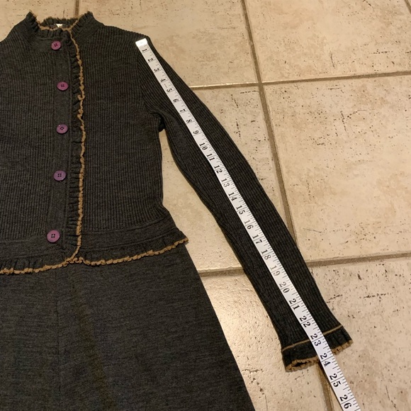 Vintage 70s Roncelli Knit Maxi Sweater Dress - Cardigan Look, Gray Wool Blend 12 - Picture 6 of 8